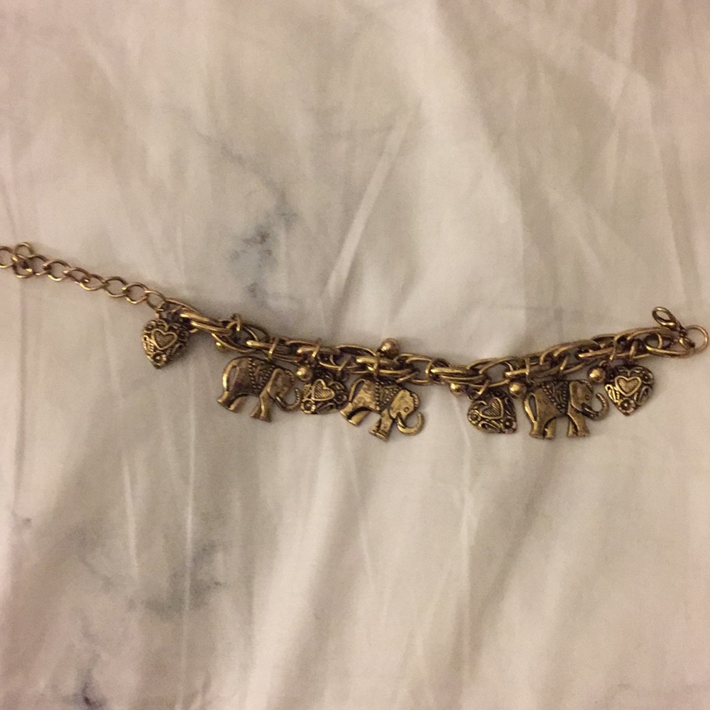 Elephant and heart charm bracelet